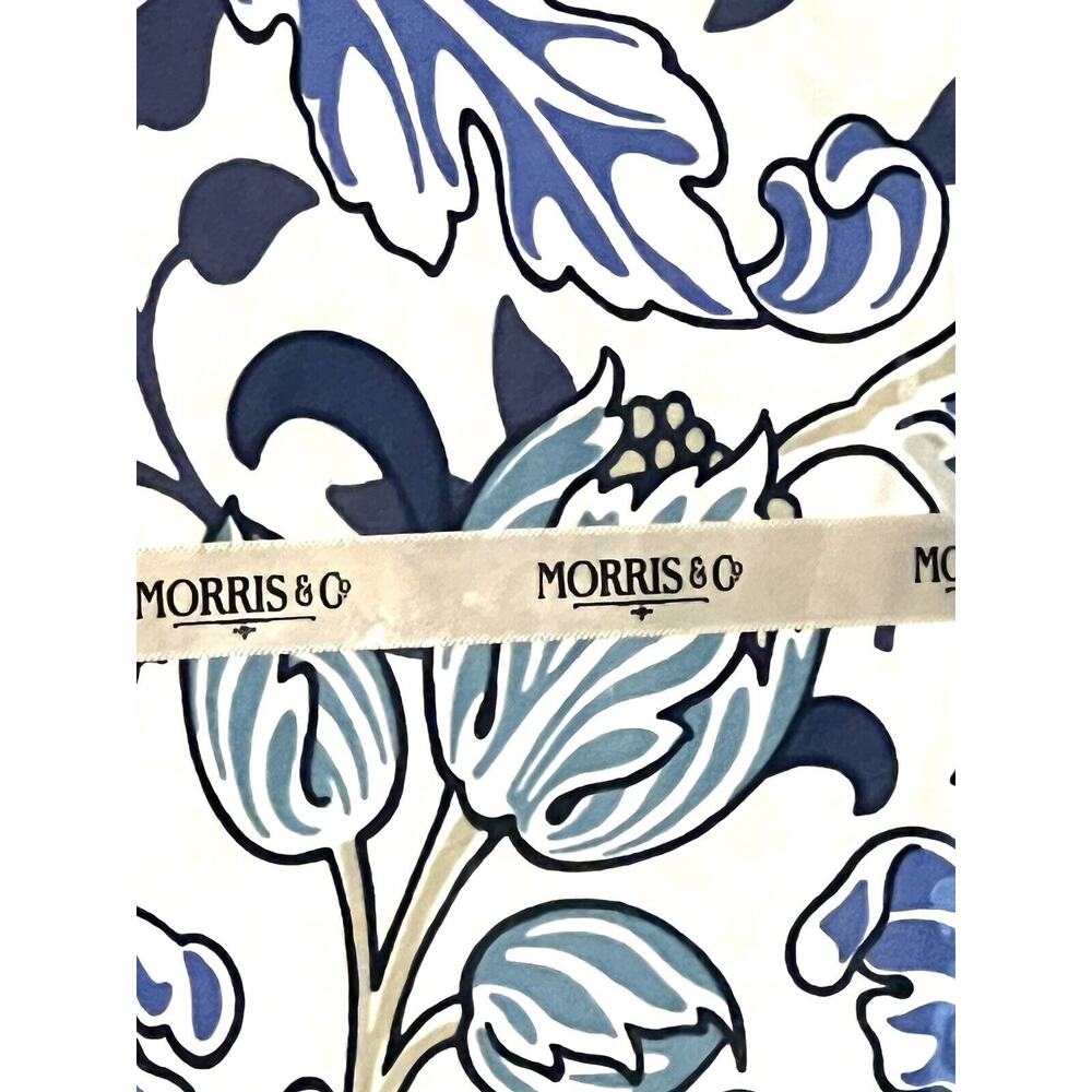 William MORRIS & CO. KING Duvet Cover Set Blue White Reversible COTTON - Picture 4 of 16